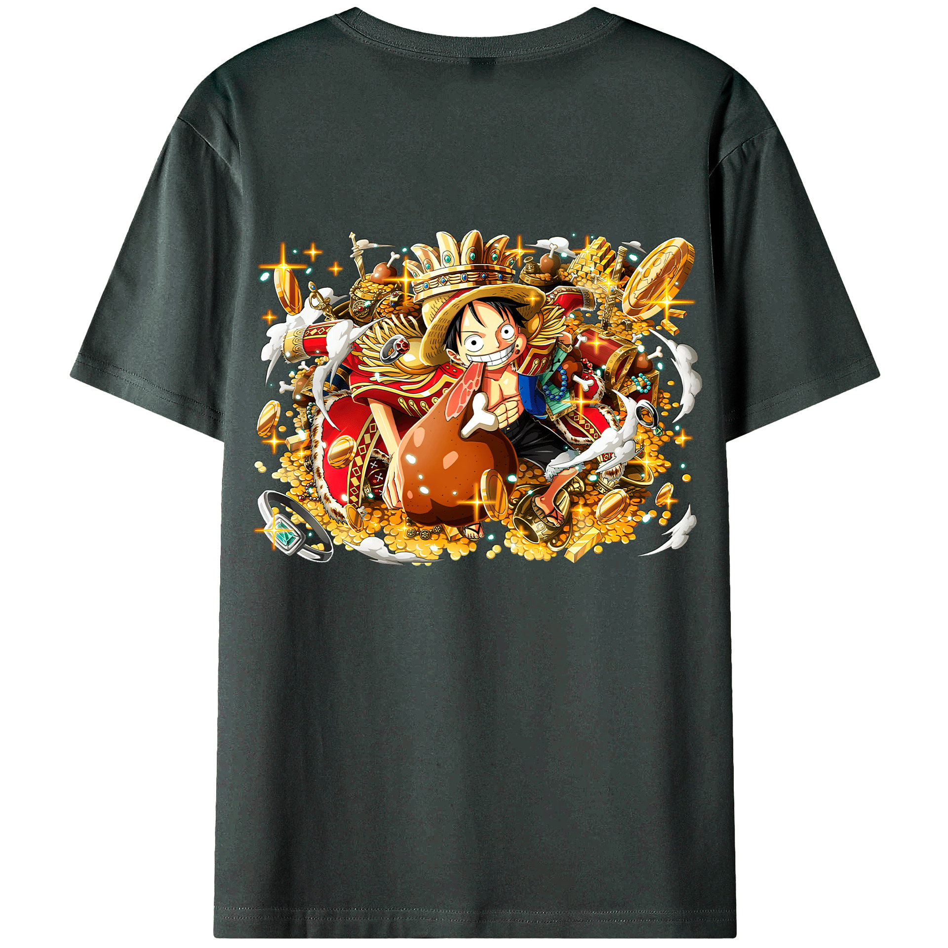 ワンピース モンキー・D・ルフィ ONE PIECE Monkey D. Luffy 綿100％ メンズ半袖Tシャツ（バックプリント） 通気性